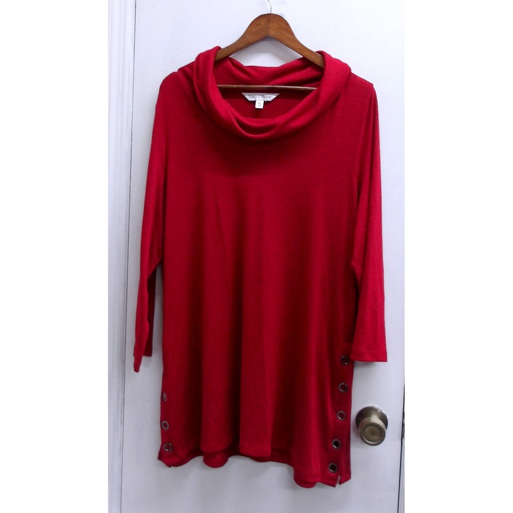 Rebecca Malone Burgundy Long Knit Sweater Office Wear XL / #1300